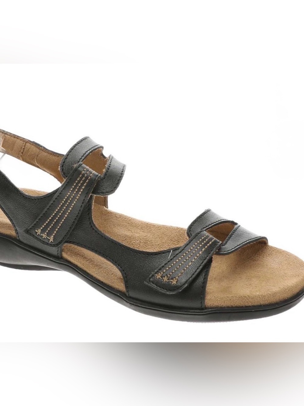 Trotters Black Leather Adjustable Strap Sandals Size 8